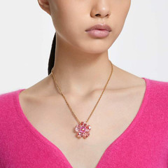 Swarovski Idyllia Necklace Flower, Pink, Gold Plating
