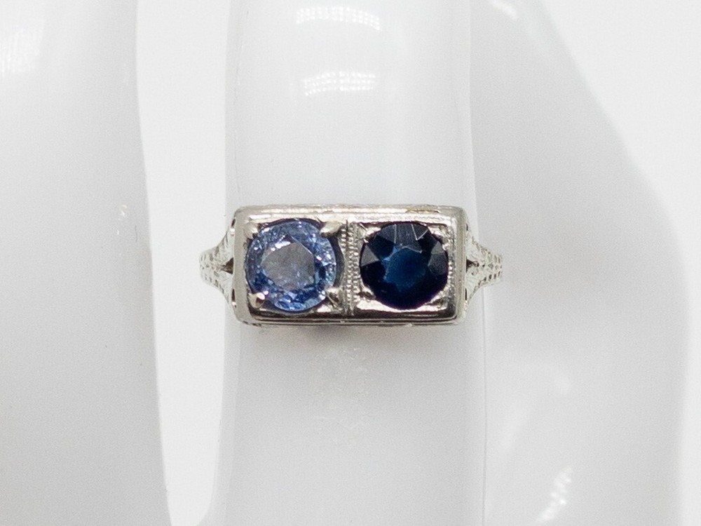 Antique $4000 BELAIS 1.21ct Certified Blue Sapphire 18k White Gold Platinum Ring