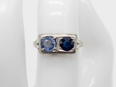 Antique $4000 BELAIS 1.21ct Certified Blue Sapphire 18k White Gold Platinum Ring