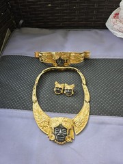 Salvador Teran for Marbel Mexico Necklace Set Aztec Maya 22k Plated Pre Owned #7
