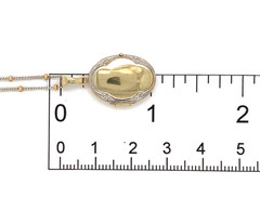 14k White Yellow Gold Locket w/18″ 14k White Gold Chain Yellow Gold Beads #J7354