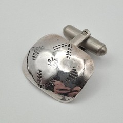 Vintage 925 Sterling Silver Native American Concho Stamped Bullet Back Cufflinks