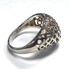 Estate 925 Sterling Silver Filigree Dome Heart Ring Size 8
