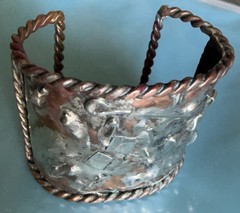 Vtg unsigned Mid Century Modernist Brutalist Silver Copper Cuff Bracelet
