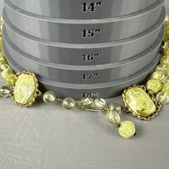Vintage Necklace Earring Set Lime Green Marbled Lucite Double Strand Clip On