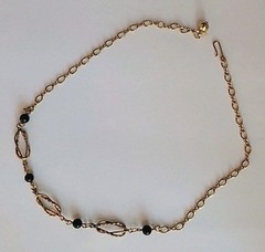 Wells Four Bead Gold Necklace 15″ 14K GF Mid Century Choker or Childs Adj J Hook