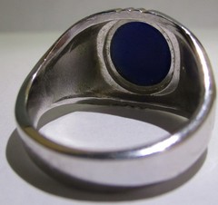 VINTAGE BLUE STAR SAPPHIRE COLOR COCKTAIL RING GYPSY HOSTESS DOME,SIGNED SETA