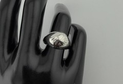 Vintage Sterling Silver Dome Signet Ring Engraved Leaf Design Size 7.75 925