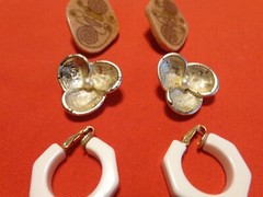 UNIQUE 7 PIECE ANTIQUE ART DECO DISCO EARRINGS COLLECTION 1950s – 1970s # 123
