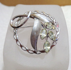 Large Vintage Sterling Silver & 4 Marquise Rhinestone Flower Pin STAR ART 5.4 gm