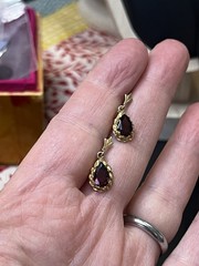 Vintage Red Tourmaline 14kt Earrings With French Wires And Hook 2.0 Grams Total