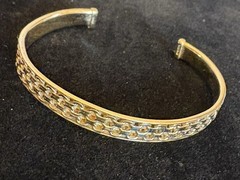 925 Italy Gold Vermeil Cuff Bracelet Braided Weave Textured Pattern