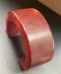 Vintage Awesome Bracelet Cuff Resin Reddish-Orange SMALL