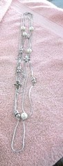 Jacqueline Kennedy Multi Chain Necklace w/simulated pearls & charms & COA