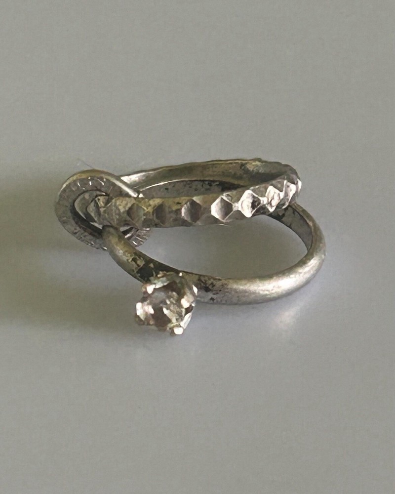 Vintage Silver Tone Wedding Ring & Band Charm For Bracelet Or Necklace JMS