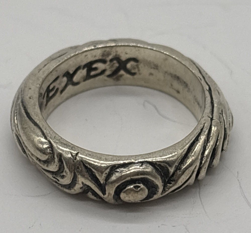 Vintage Sterling Silver EXEX Claudia Agudelo Scroll Band Ring Sz 8 9.5 Grams