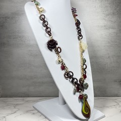 VTG Signed Erickson Beamon Runway Statement Necklace Flower Swirl Glass Pendant