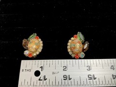 DeLizza & Elster Juliana Easter Egg Cabochons Brooch & Earrings Set Multi Stones