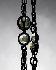 Signed MMA Metropolitan Museum of Art Black Tone Faceted Station Necklace Vtg