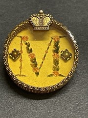 Vintage Rare Maximal Art Fashion M Letter Small Crown Brooch Pin
