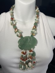 CHINESE MULTI JADE/PEARL/JADEITE 28 in 8mm-12mm Round BEAD W/925 CLASP NECKLACE