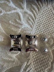 NOLAN MILLER SIGNED GLAMOUR COLLECTION HALF HOOP EARRINGS PIERCED BAGUETTE New