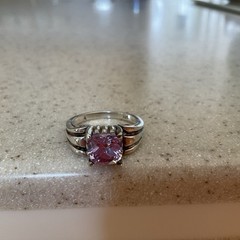 Sterling Silver Ring Size 8.25 Band with Purple Stone Amethyst?