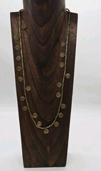 Medallion Necklace COPPER Statement BEADED Drawstring Adjustable Vintage 28 in