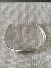 Alpaca Mexico Abalone Open Cuff Bangle Bracelet Silver Tone Vintage