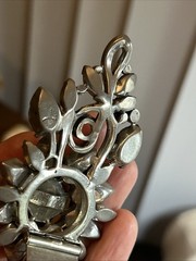 50. Vintage EISENBERG ORIGINAL SILVER TONE FUR SCARF Pin Brooch Dress Clip 3 1/8