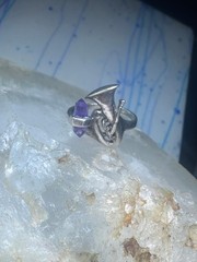 Vintage Trumpet ring amethyst horn musical instrument sterling silver size 7.5