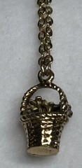 1928 Brand Enamel Necklace Dainty Flower Basket Gold Tone Chain Barrel Clasp