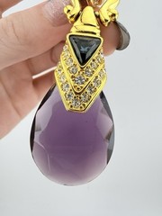NOLAN MILLER GOLDTONE RHINESTONE “DE MEDICI” PENDANT 34” NECKLACE K750D