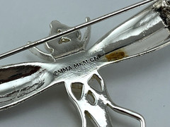 Signed MMA MKM CN Metropolitan Museum Of Art Enamel Rhinestone Dragonfly Brooch