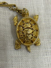 Vintage Sea Turtle Pendant Necklace Gold Tone Bar Link Chain Beach Ocean