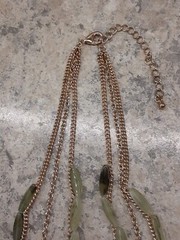 3 Strand Goldtone Faux Jade Necklace 22″, 20″ & 18″