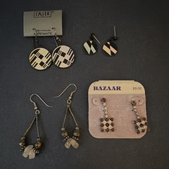 Women’s Fashion Earrings Mixed Lot 4 Pairs – Multicolor Metal Plastic Rhinestone