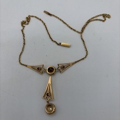 Antique 15K Gold Filigree Lavaliere Y Necklace Seed Pearls 9 Grams Stamp 15C