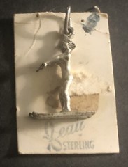 VTG Beau 925 Sterling Silver Water Ski Woman Necklace Pendant/Bracelet Charm