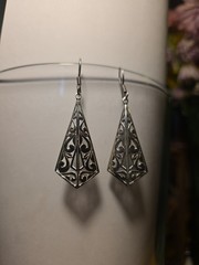 Vintage Sterling Silver Jezlaine Earrings Filagree Scroll Design Markers Marked.