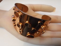 Vintage RENOIR Modernist Copper Cuff Bracelet Abstract Mid Century Modern Signed