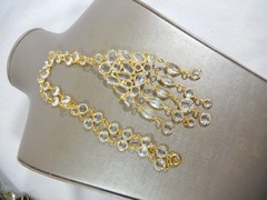 VTG HOBE STYLE HIGN END CLEAR OPEN SET RHINESTONE WATERFALL 22″ BIB NECKLACE