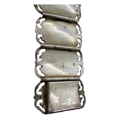 Siam Sterling 925 Nielloware Bracelet Thai Dancer Goddess Panel Link 1940s