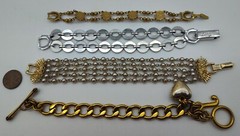 4 Gold Silver Tone Coro Sperry’s Perky Juicy Couture Goldette Pearl Bracelet Lot