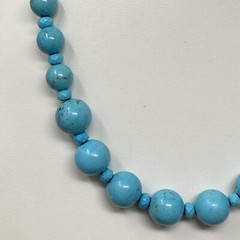 Dyed Howlite Stone Necklace Turquoise Color Graduating Beads Chakra Artisan 18″