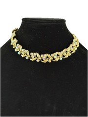 Vintage Lisner Aurora Borealis Necklace 16” Gold Tone Choker 1960s READ
