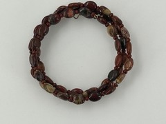 Natural Stone Beaded Coil Bracelet Red Brown Jasper Adjustable
