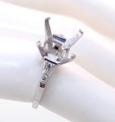 Vintage 1960’s Platinum 2 Tapered Baguette Engagement Ring Setting