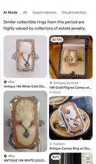 14k Gold Antique Cameo Ring, Shell & Coral, In Original Box, Size 4.75