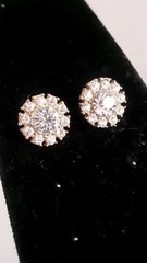 Vintage Fauceted glass Stone & Multi Stone Round Glamorous Earrings. Gold Tone